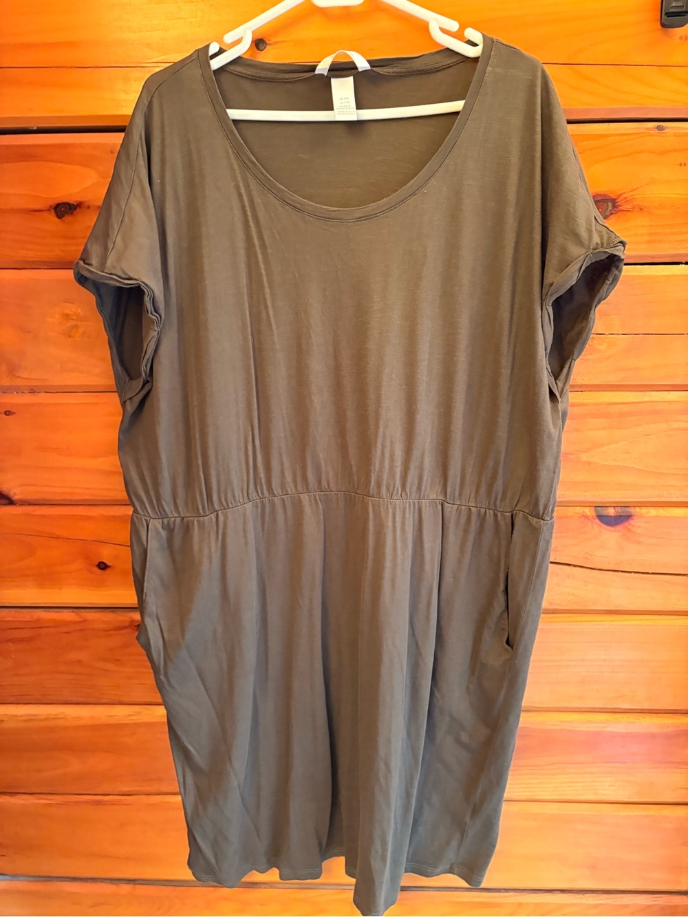 H&M Women's Short-Sleeve Tunic Dress in Olive Green